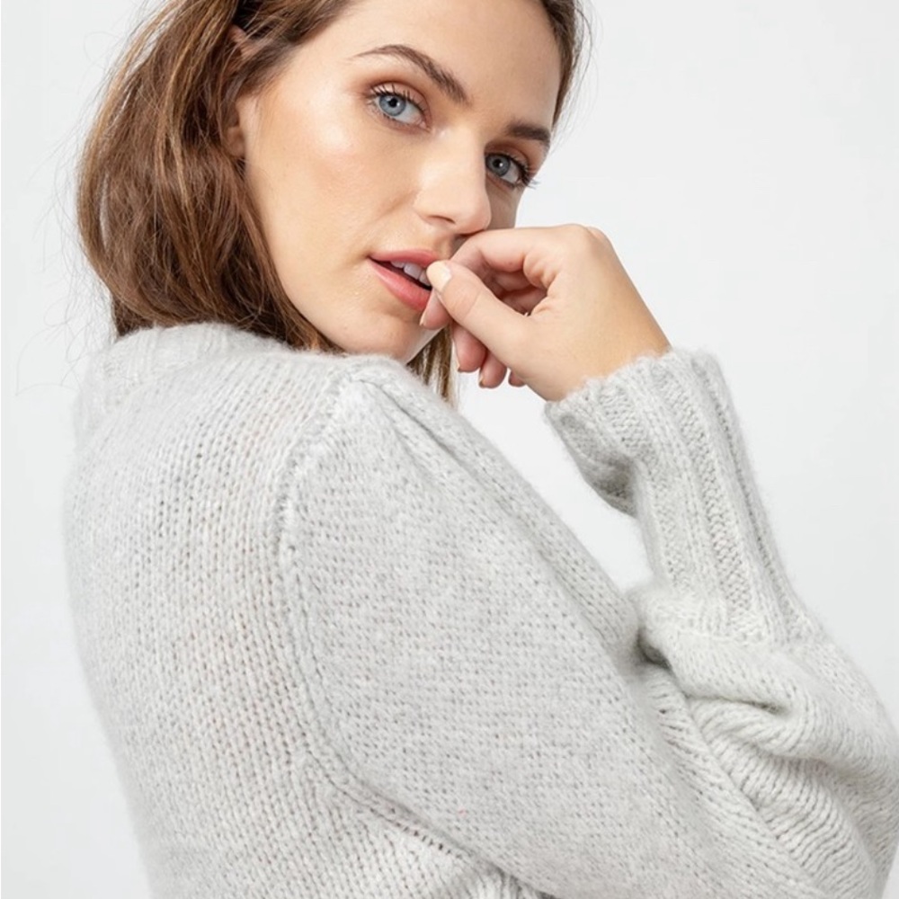 Rails Sybil Puff Sleeve Wool Cashmere Alpaca Blend Grey Sweater SIZE: L